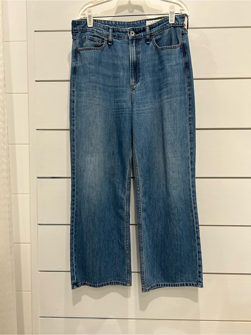rag & bone Lori Mid Rise Crop Jeans - Wide Leg 28Wx26L